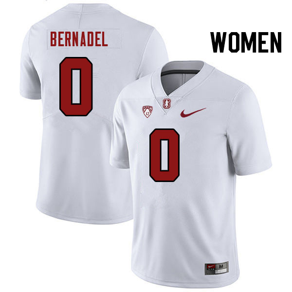 Women #0 Gaethan Bernadel Stanford Cardinal College Football Jerseys Stitched Sale-White - Click Image to Close